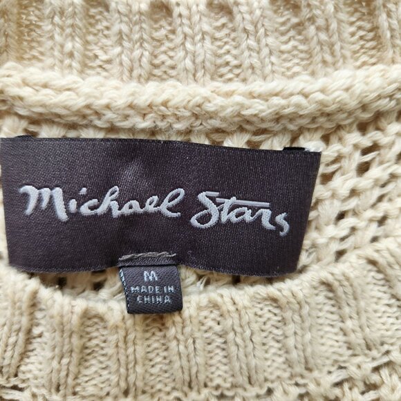 Michael Stars Crochet Fringe Knit Sleeveless Top Beige Soft Comfy Festival Boho - Picture 5 of 12